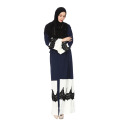 Moda abaya longo vestido Malásia mulheres frente aberta abaya lace splicing poliéster abaya dress